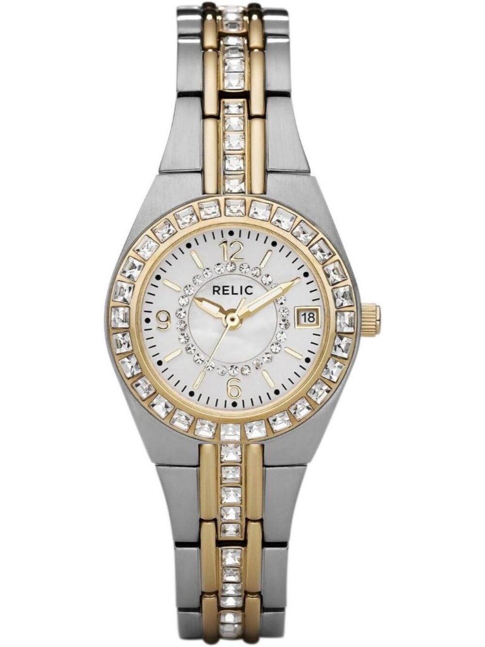 Relic Women's Silver And Gold Analog  Fossil Queen's Court Bracelet Luxury Watch